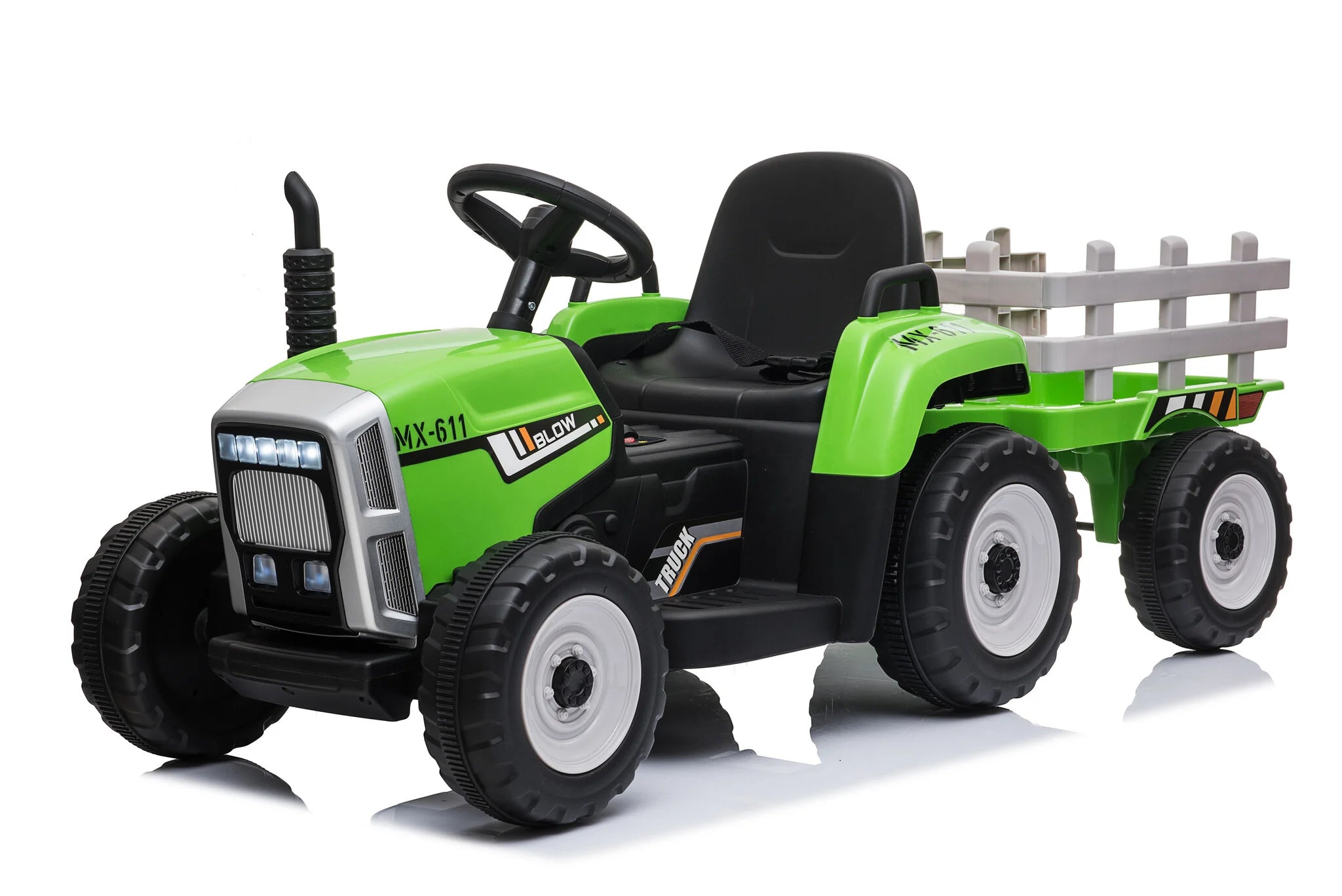 Elektromos gyermek traktor utánfutóval 12V - zöld