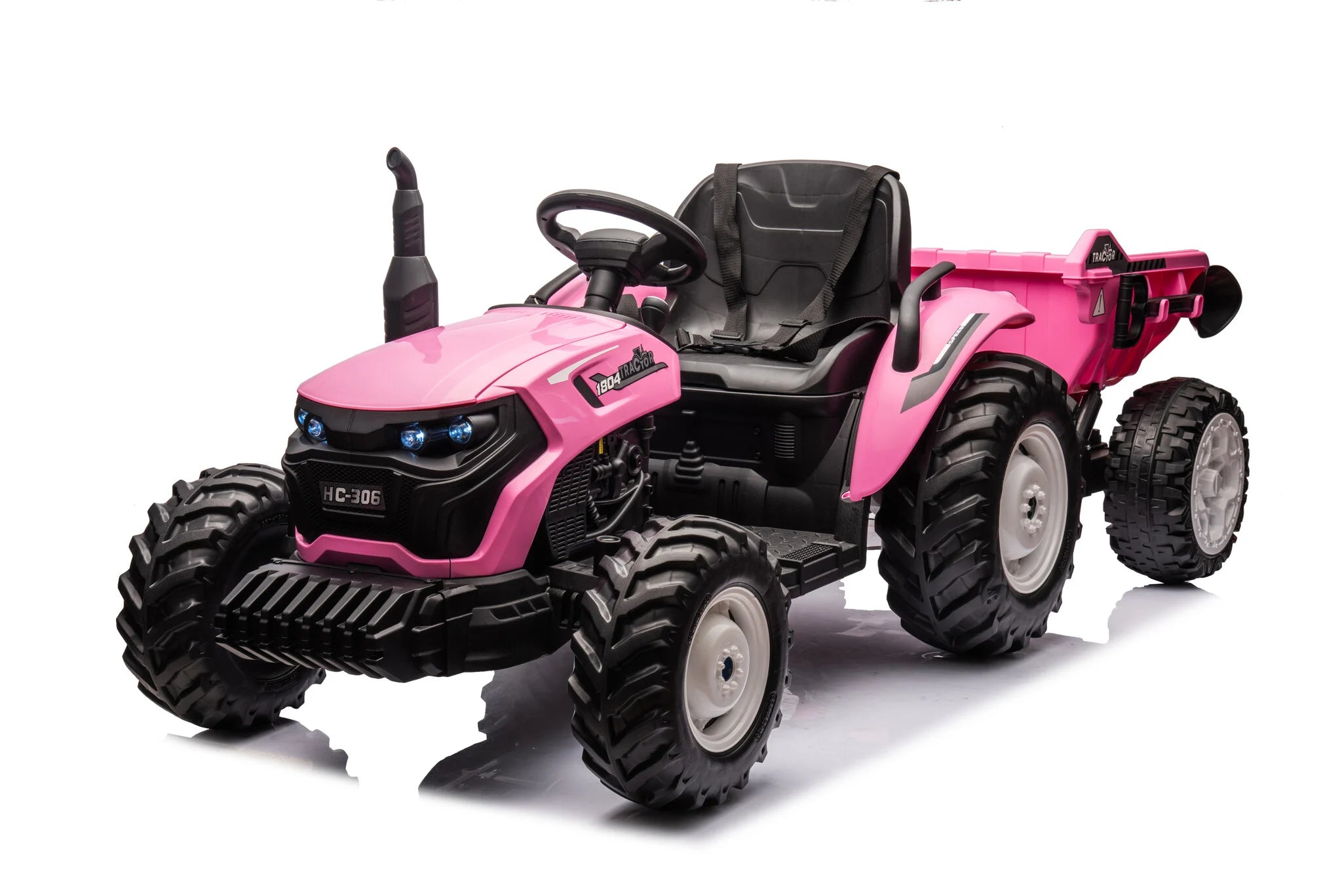 Traktor utánfutóval 24V - rózsaszín