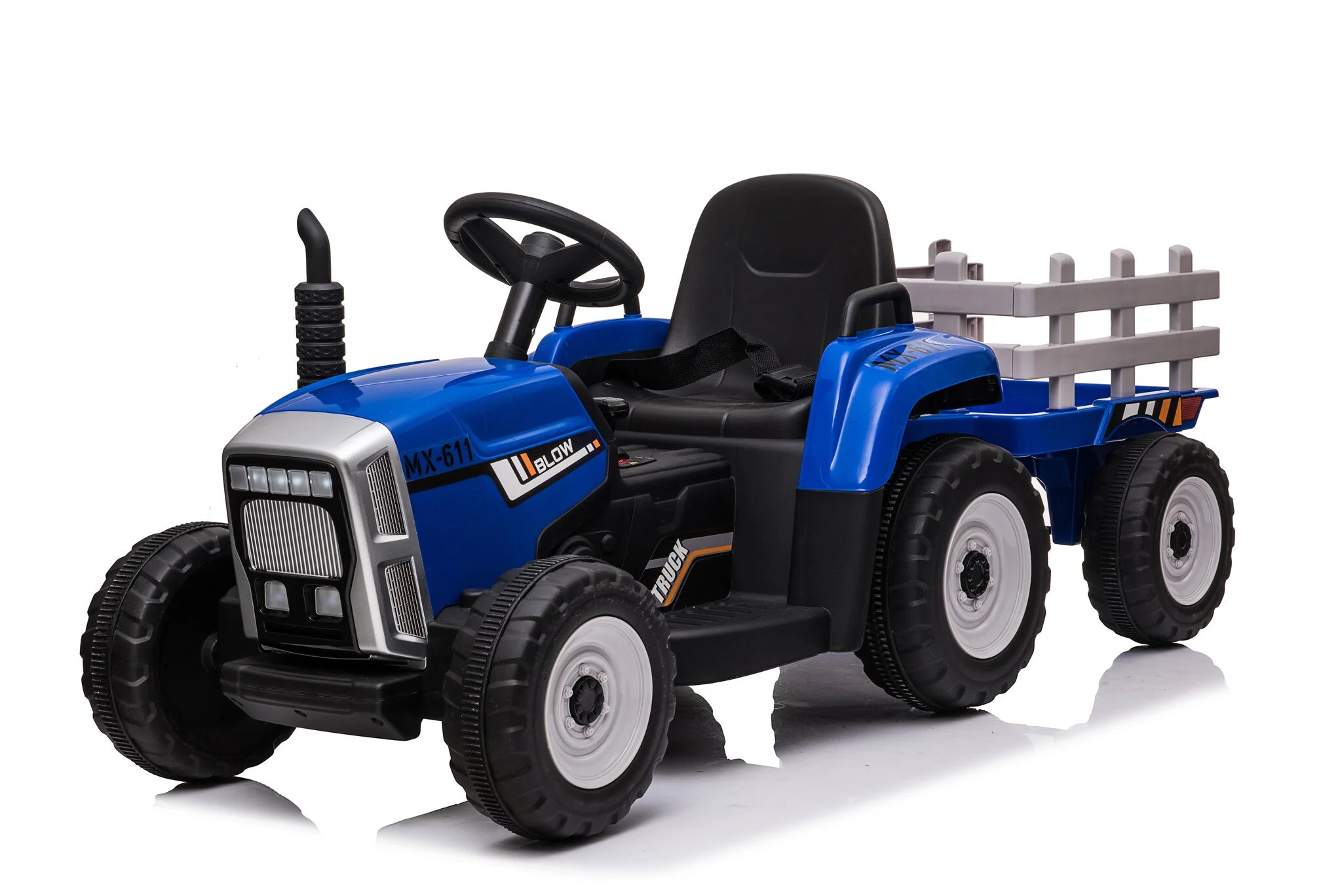 Elektromos gyermek traktor utánfutóval 12V - kék