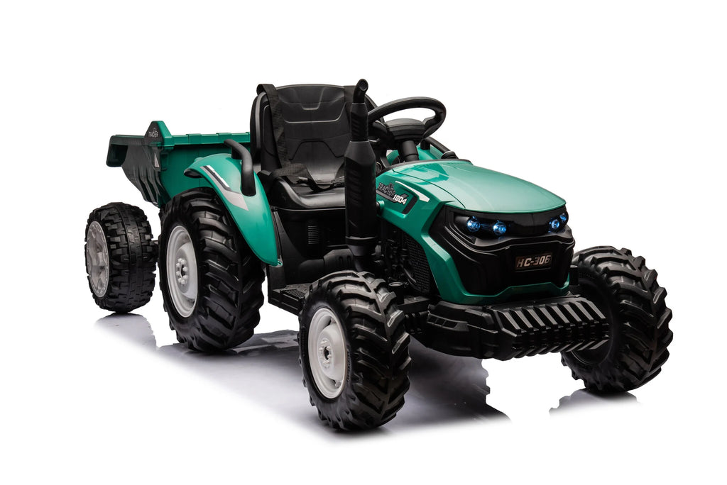 Traktor utánfutóval 24V - zöld