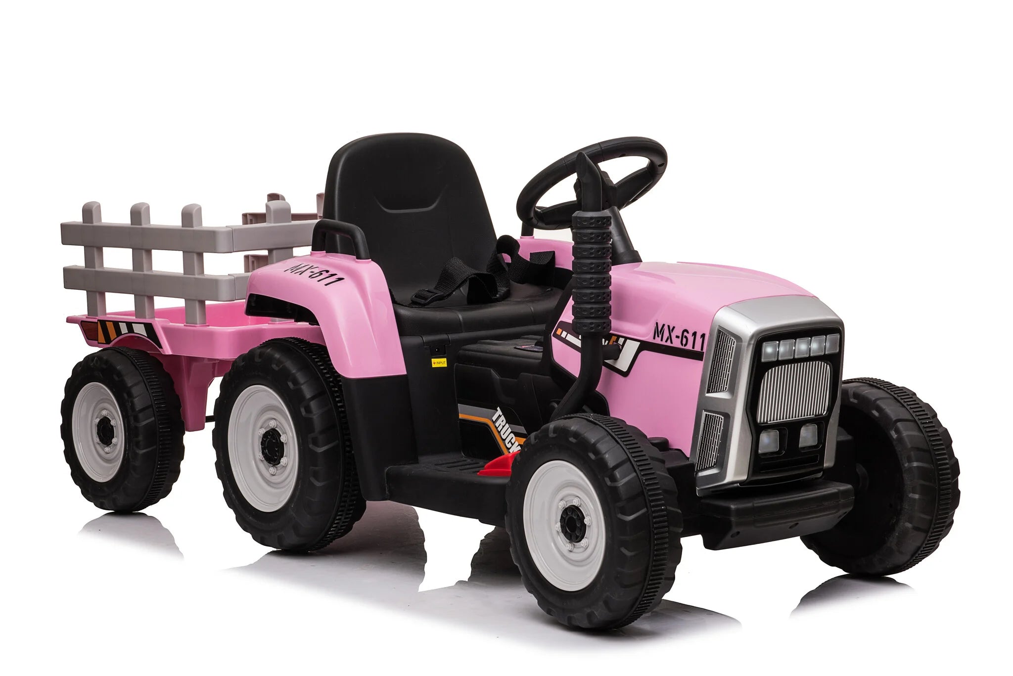 Elektromos gyermek traktor utánfutóval 12V - rózsaszín