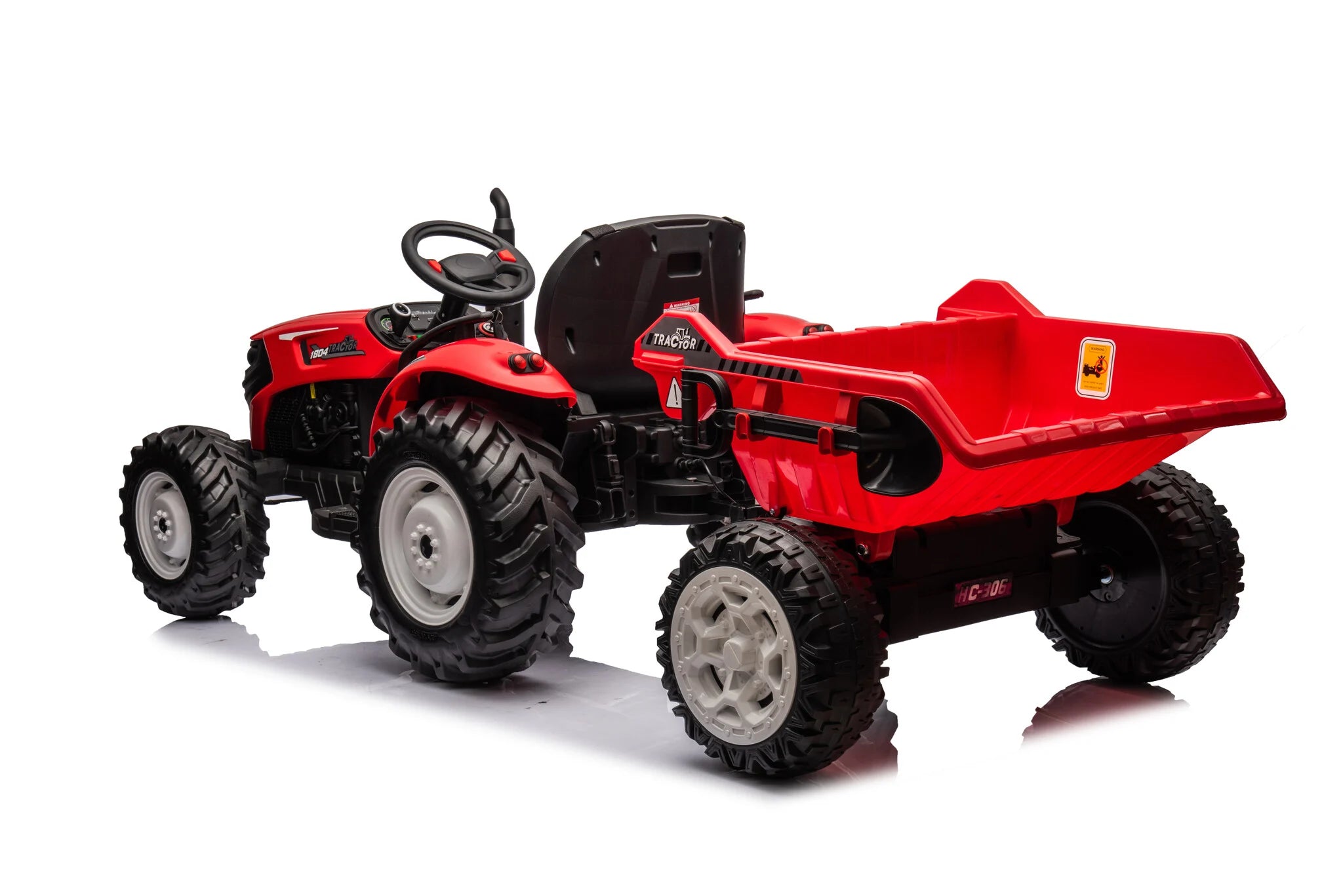 Traktor utánfutóval 24V - piros