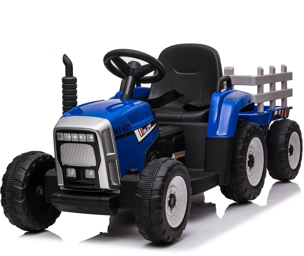 Elektromos gyermek traktor utánfutóval 12V - kék