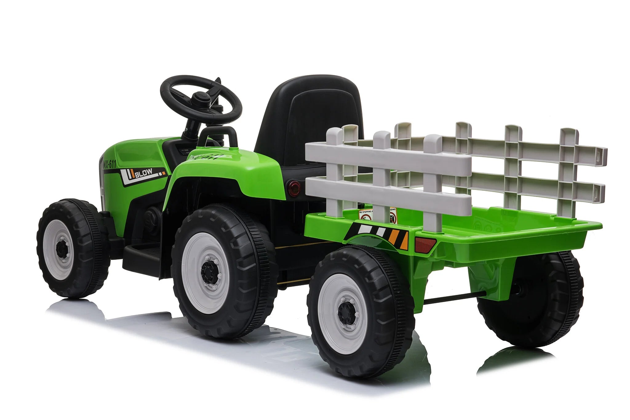 Elektromos gyermek traktor utánfutóval 12V - zöld