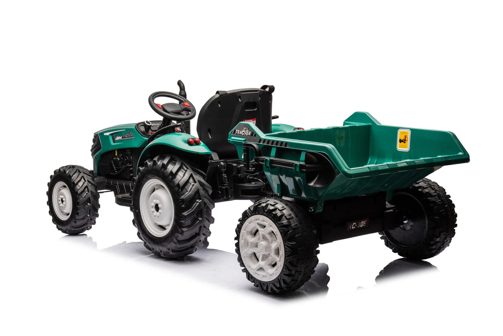 Traktor utánfutóval 24V - zöld