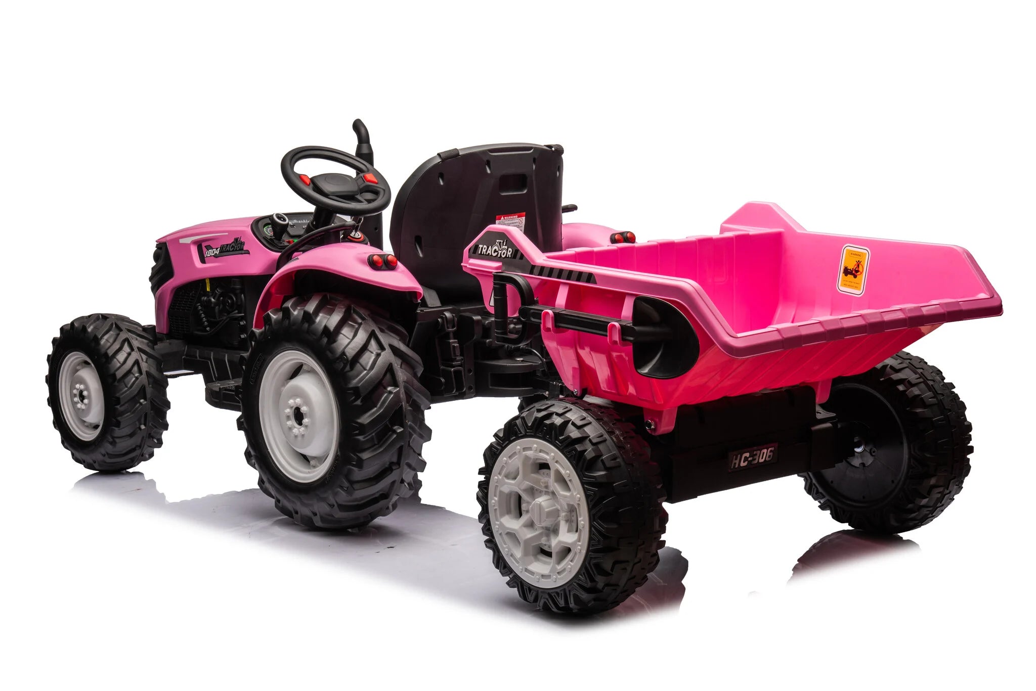 Traktor utánfutóval 24V - rózsaszín