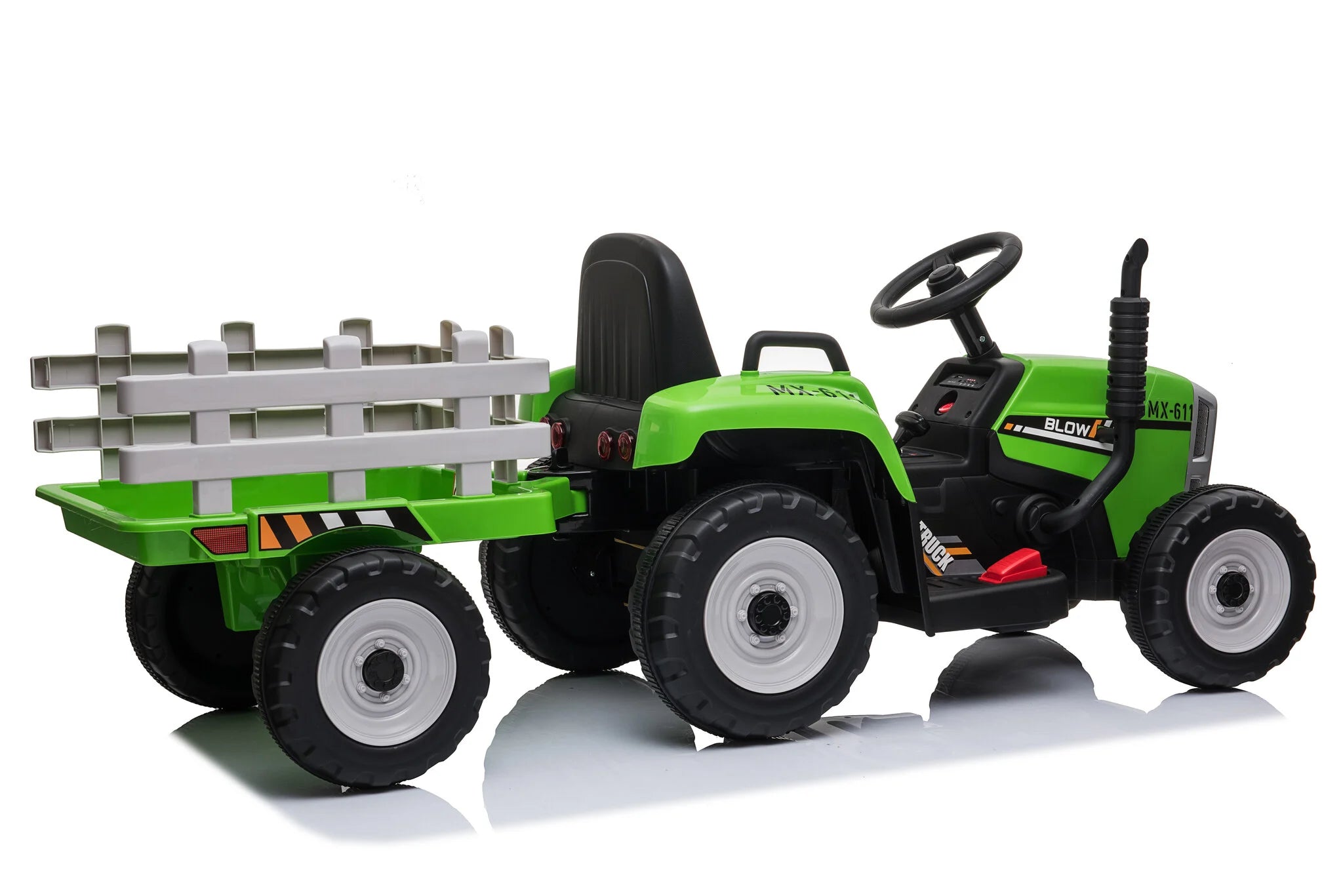 Elektromos gyermek traktor utánfutóval 12V - zöld