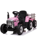 Traktor utánfutóval 12V - rózsaszín