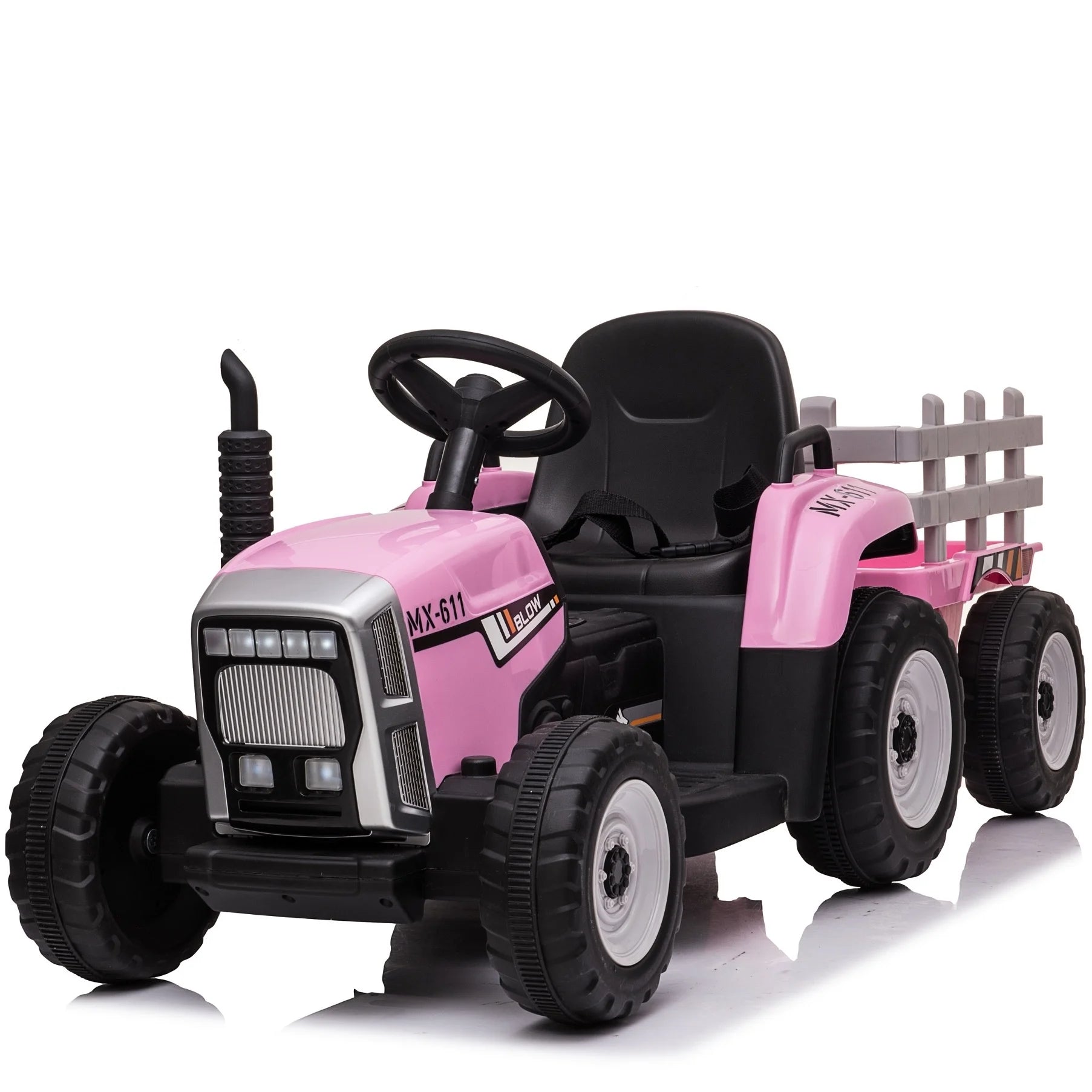 Elektromos gyermek traktor utánfutóval 12V - rózsaszín