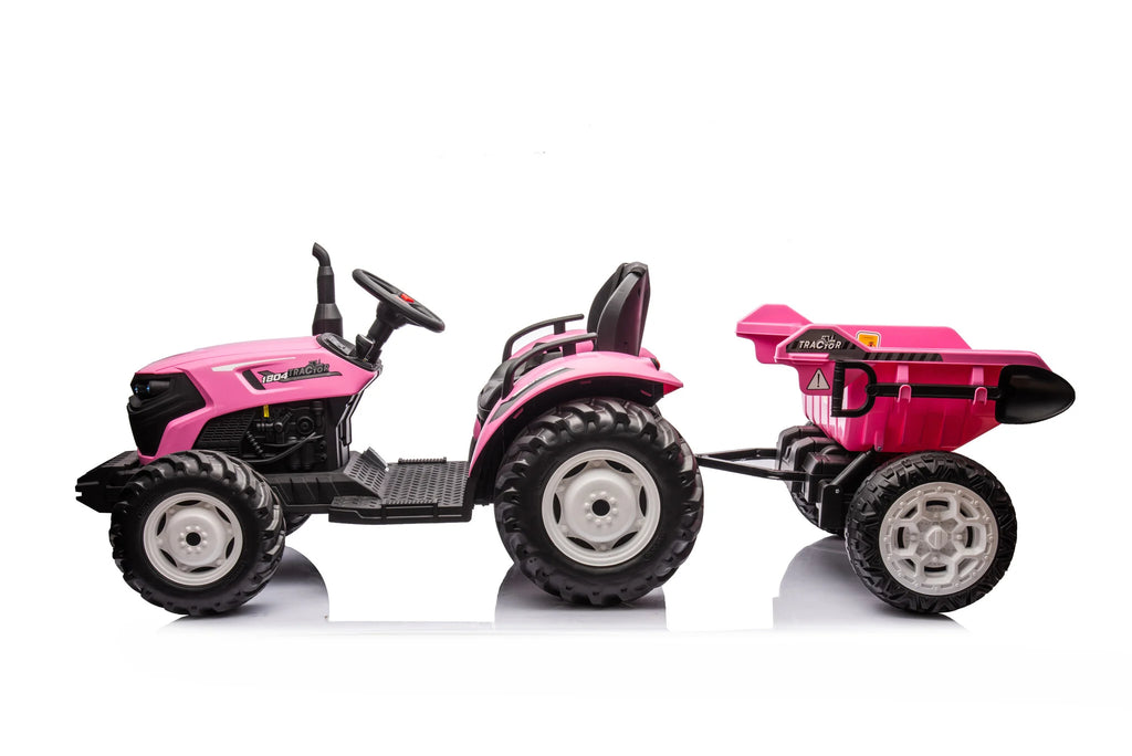 Traktor utánfutóval 24V - rózsaszín
