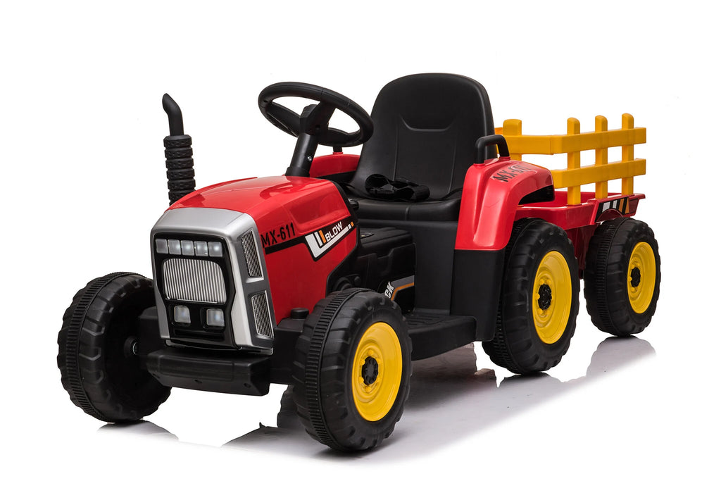 Elektromos gyermek traktor utánfutóval 12V - piros