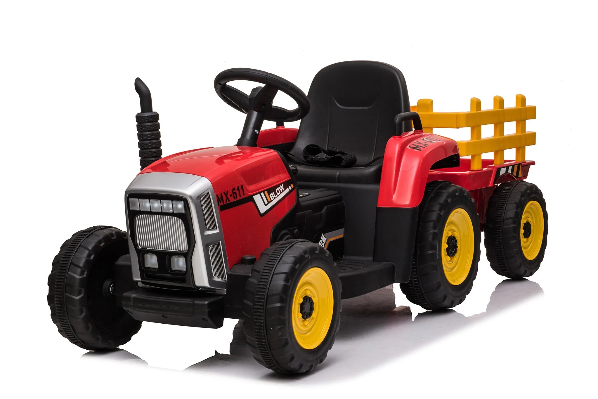 Elektromos gyermek traktor utánfutóval 12V - piros