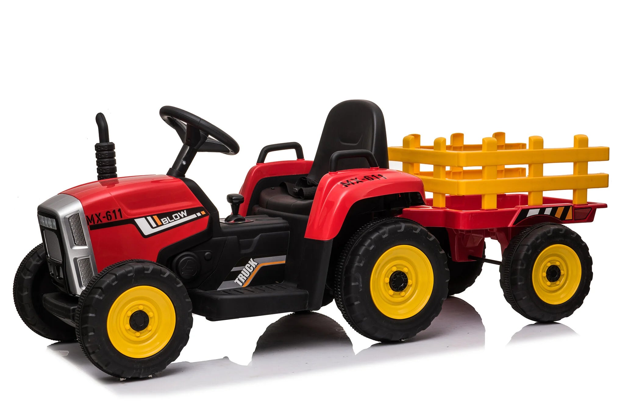 Elektromos gyermek traktor utánfutóval 12V - piros