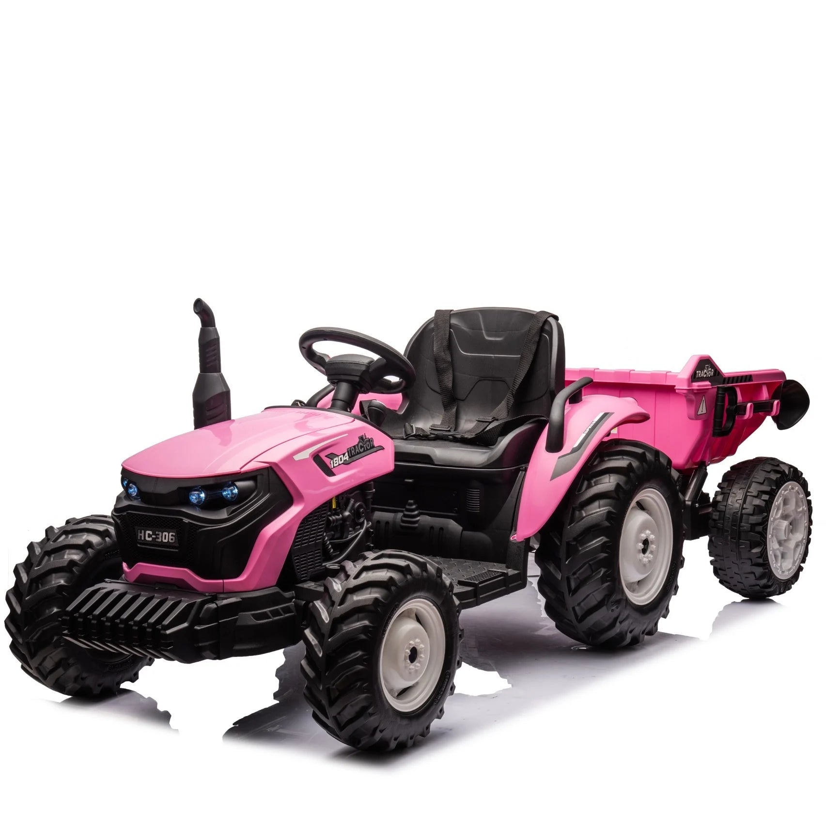 Traktor utánfutóval 24V - rózsaszín