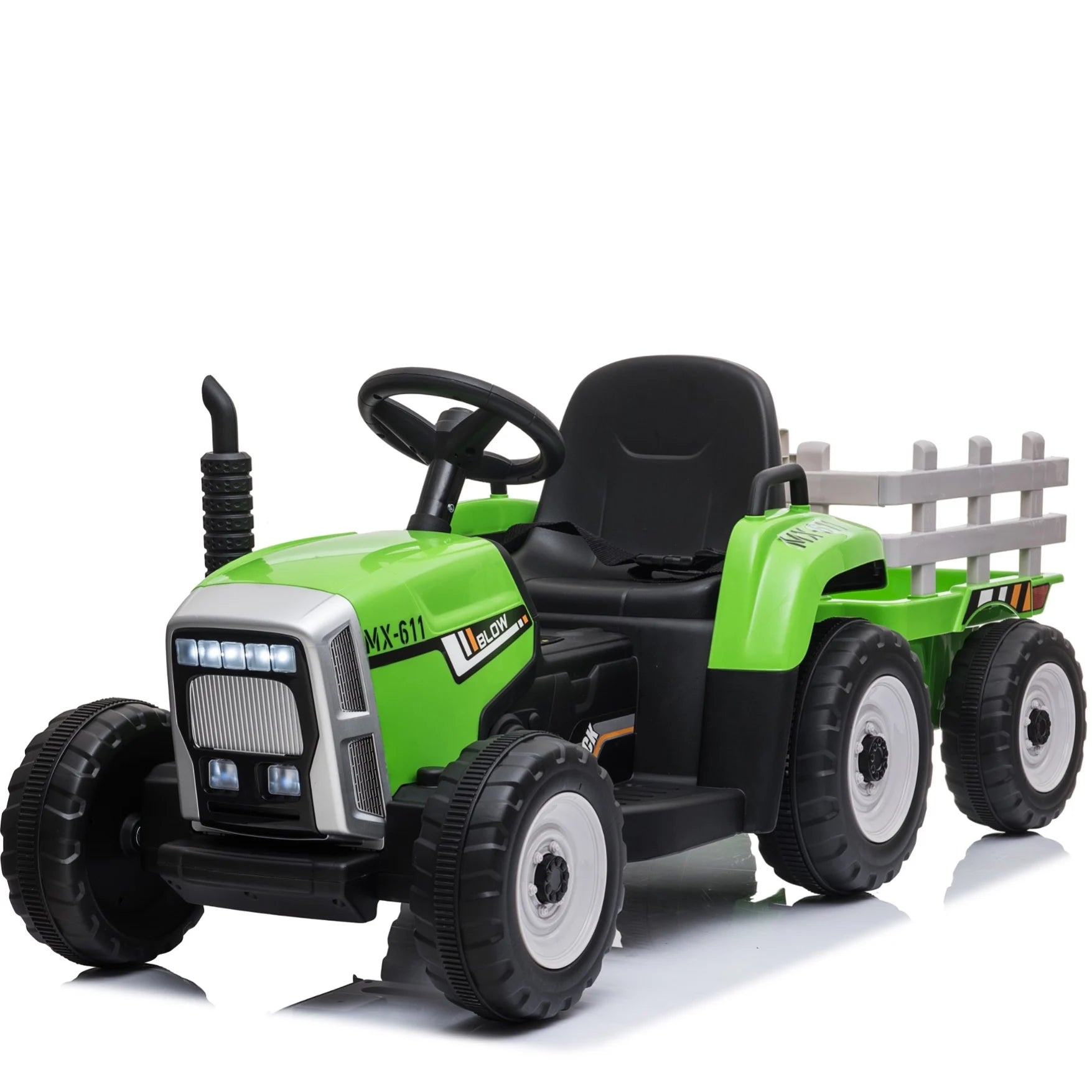Elektromos gyermek traktor utánfutóval 12V - zöld